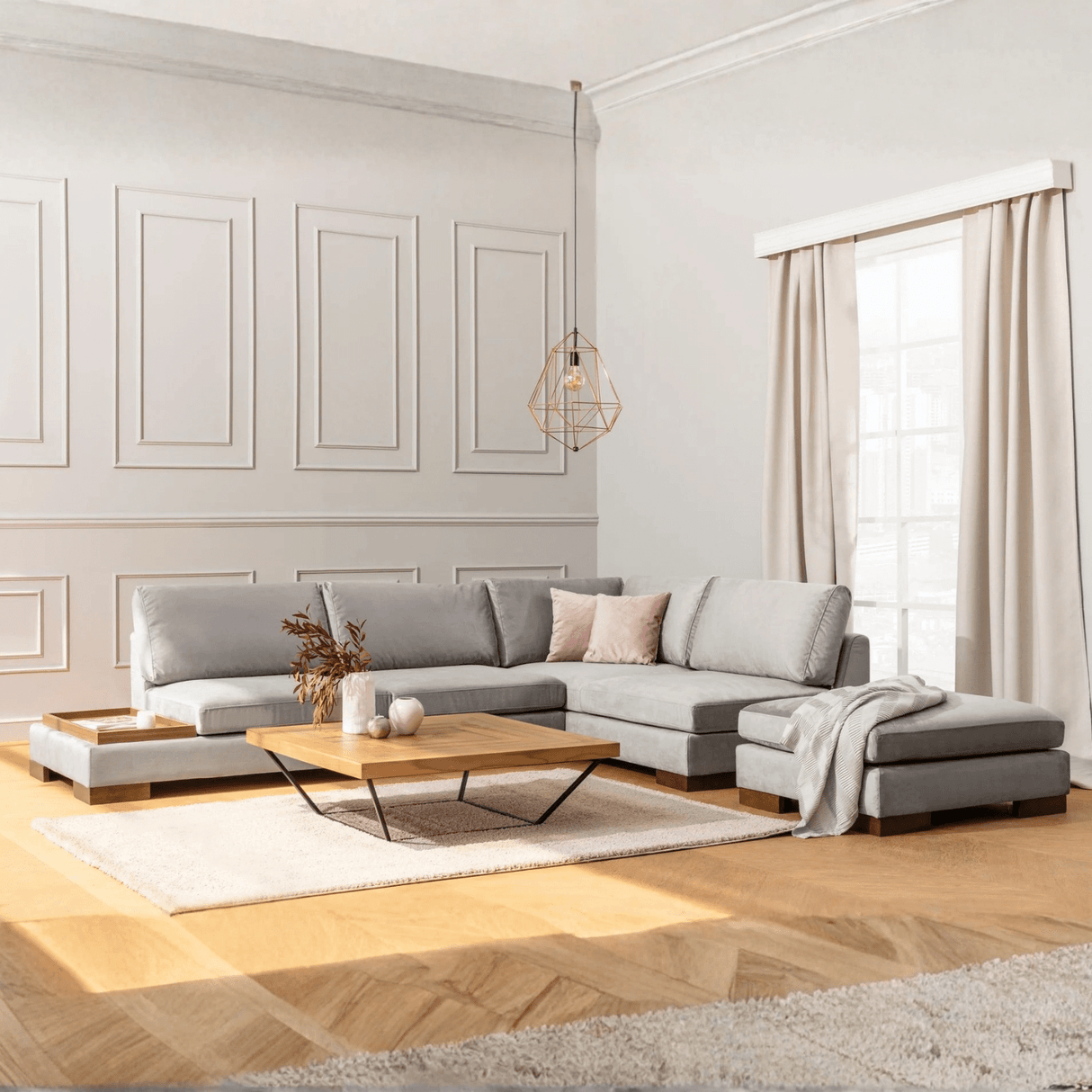 Hoekbank Rechts Tulip Licht Grijs