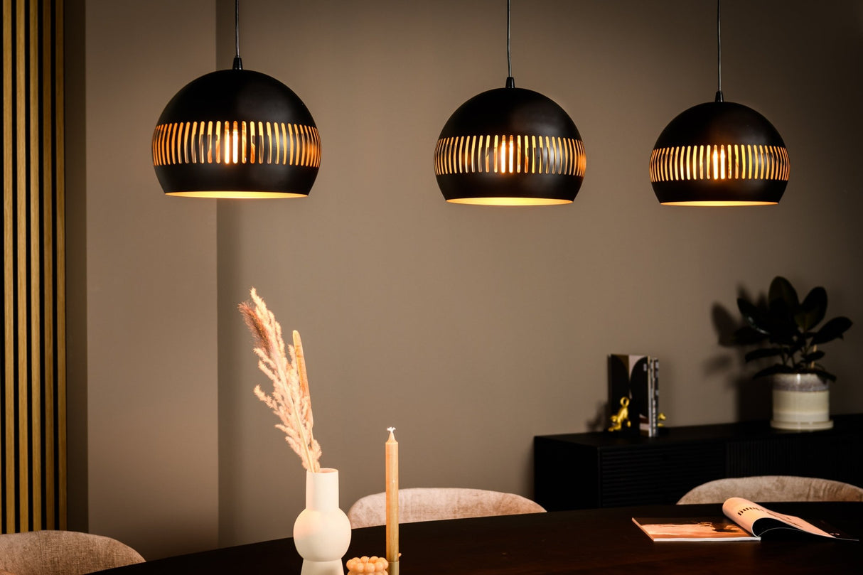 Hanglamp Indy 3-lichts half rond metaal zwart