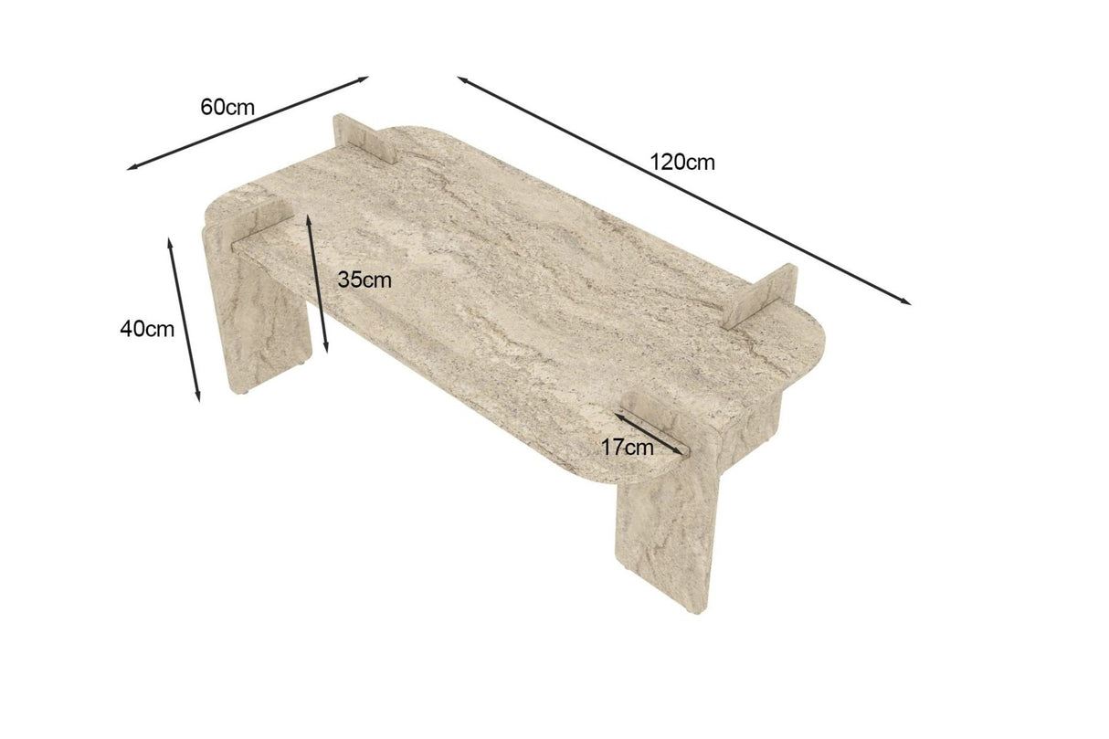 Lovge salontafel travertinlook 120 x 60 cm Gemelamineerd houtcomposiet