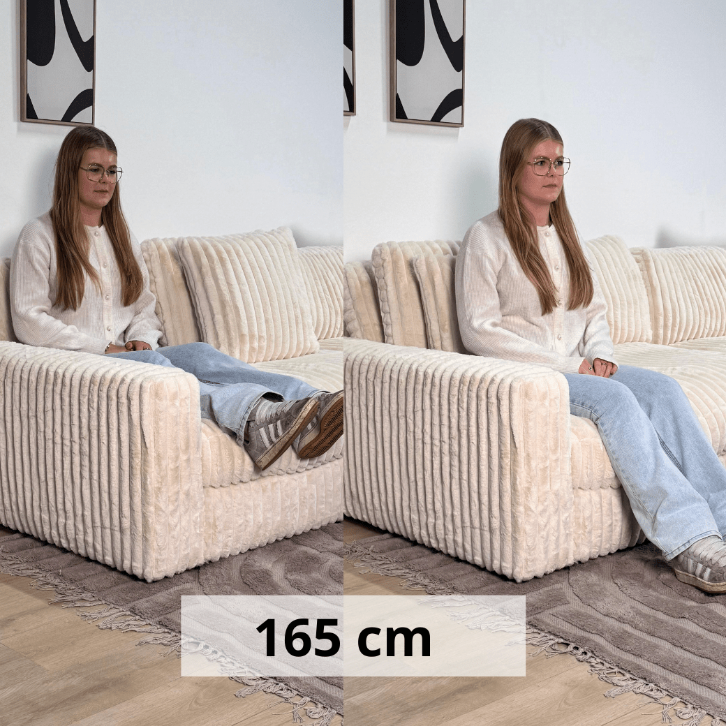 3-zits loungebank Nia ribstof beige