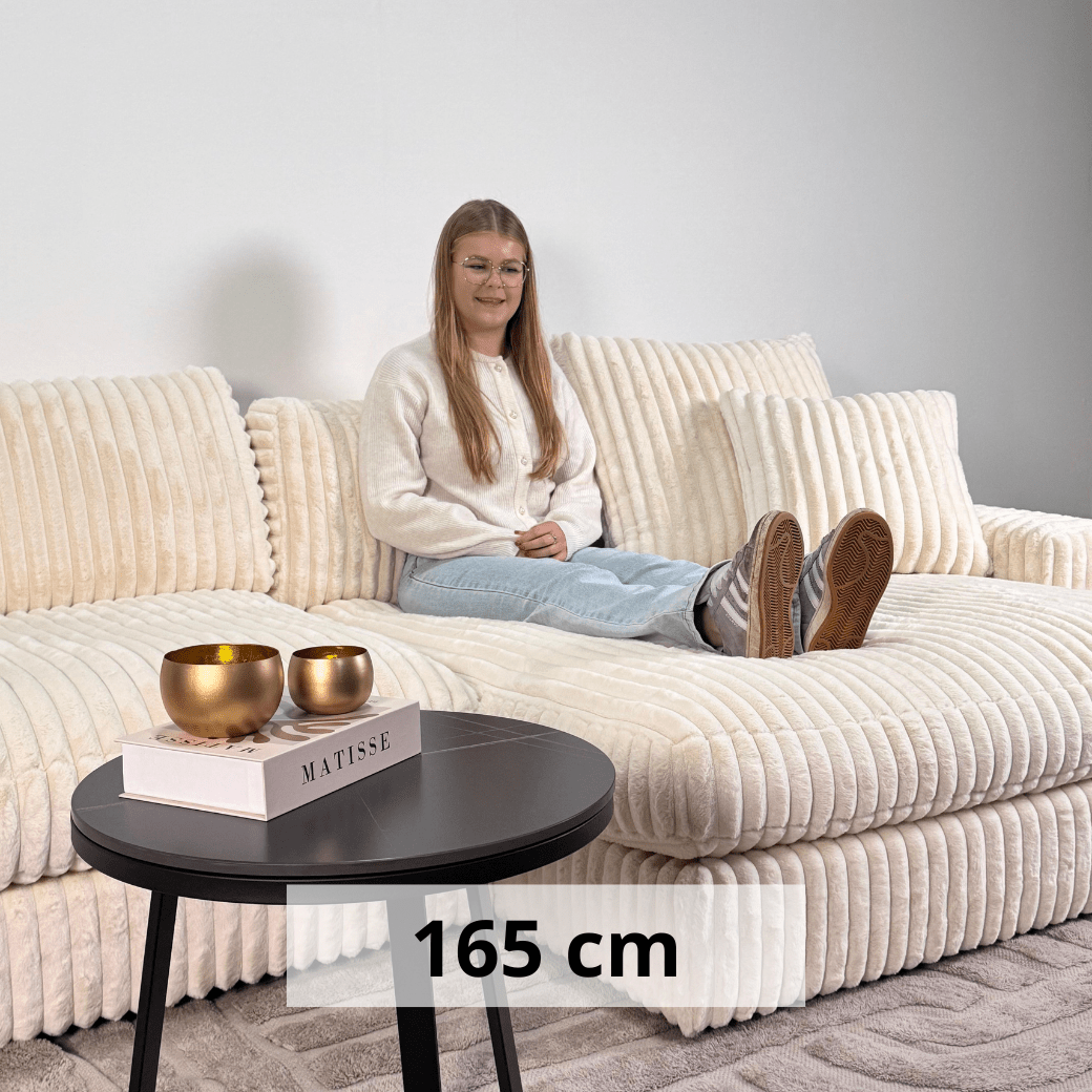 3-zits loungebank Nia ribstof beige