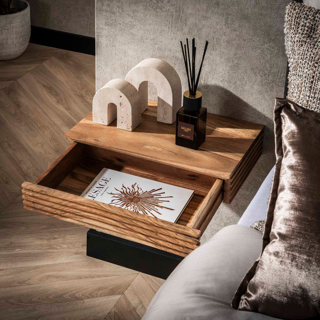 Nachtkastjes Arlo Set van 2 Massief Acacia met Lade