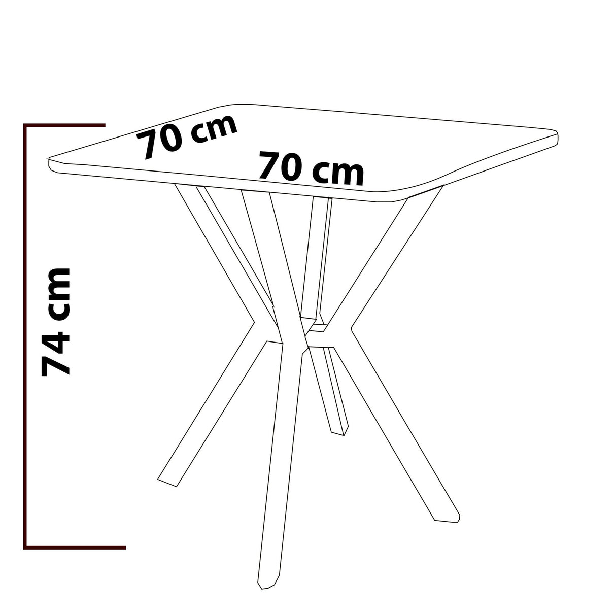 Elma eettafel in walnoot 70 x 70 cm Gemelamineerd houtcomposiet