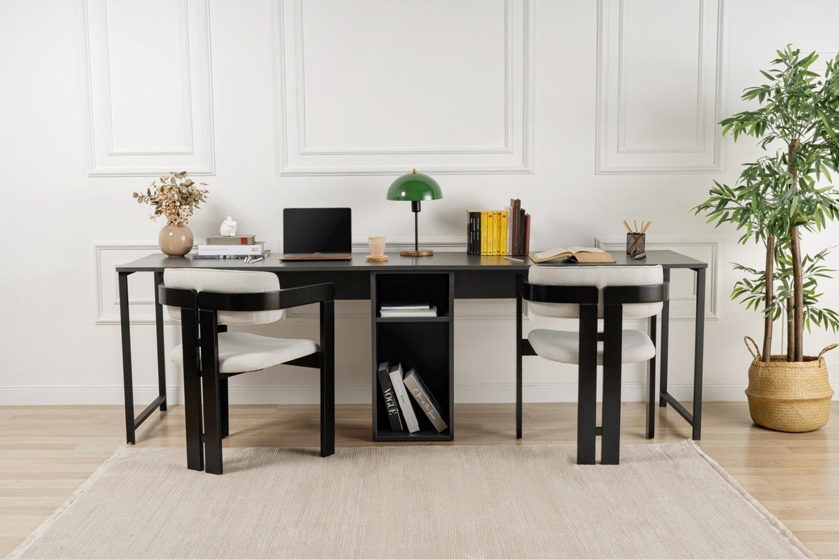 Studie bureau Twin Study Desk 240x60 cm Antraciet en zwart Anthracite Black Melamine