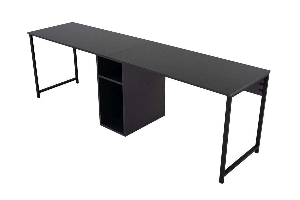 Bureau antraciet met zwart - 240x60 cm - Melamine - Twin