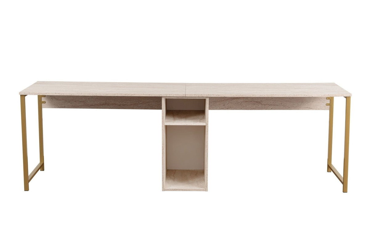 Studiebureau Twin Study Desk Travertine Gold 240x60 cm Melamine