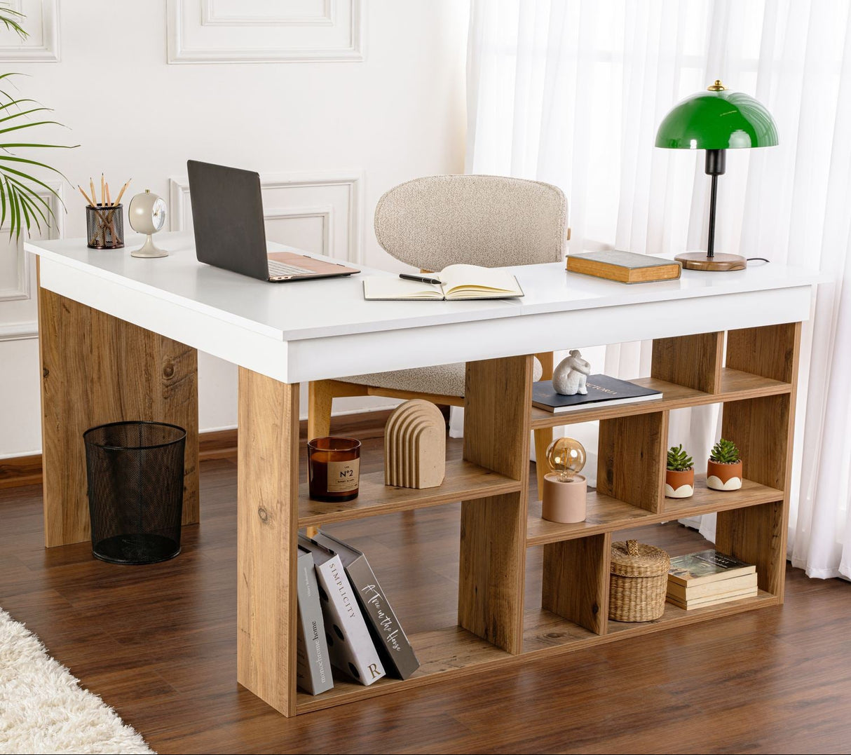 Vesper Studie bureau 130x120 cm wit dennenhout White Atlantic Pine Melamine