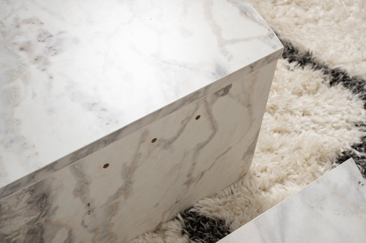 Ronde Salontafel Marmer Getrapt Melamine 90 cm Orin