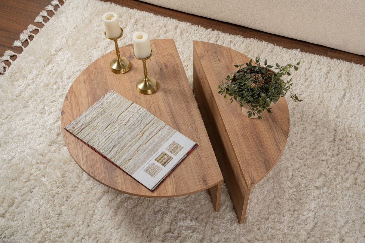 Ronde Salontafel Atlantisch Dennenhout Getrapt Melamine 90 cm Orin