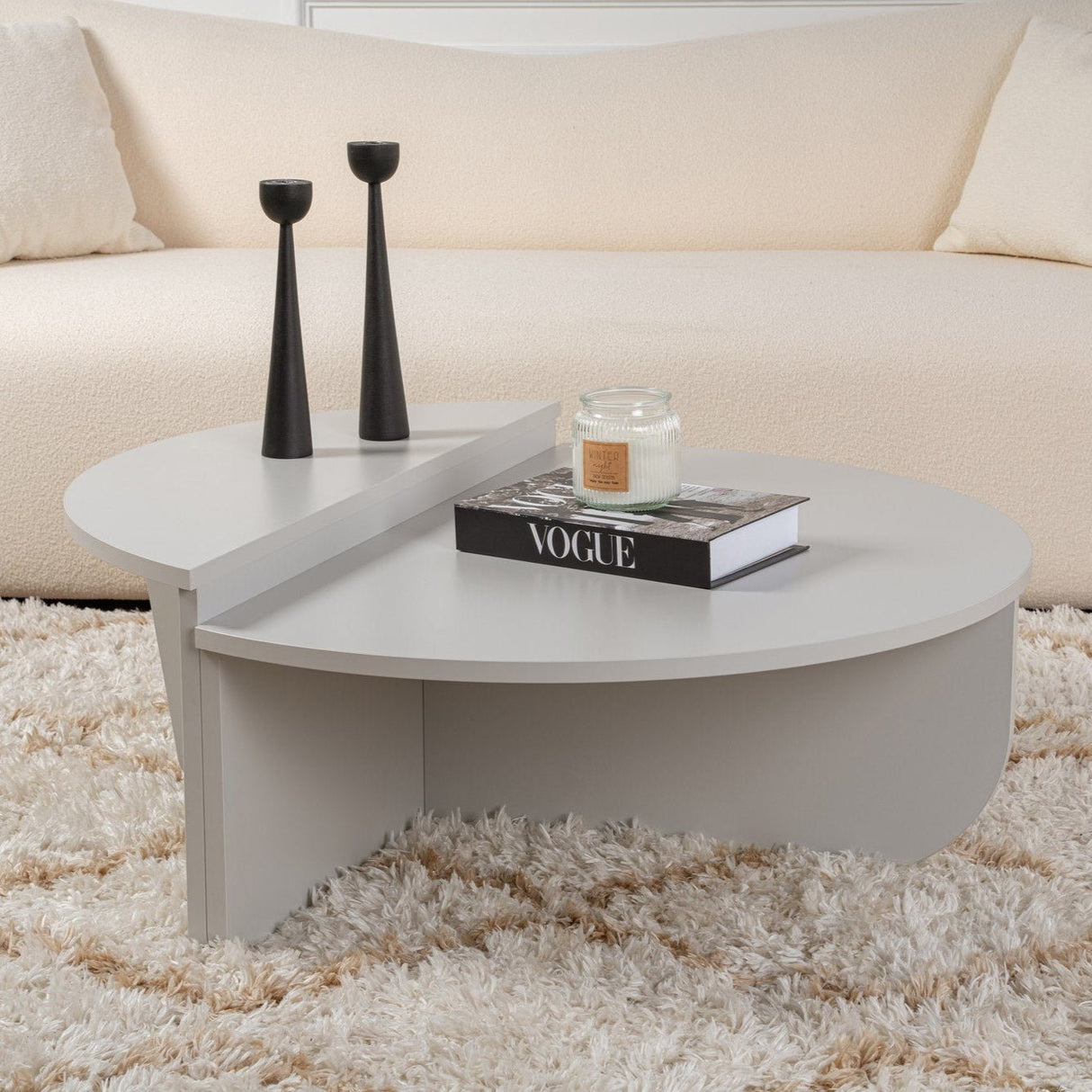 Ronde Salontafel Grijs Getrapt Melamine 90 cm Orin