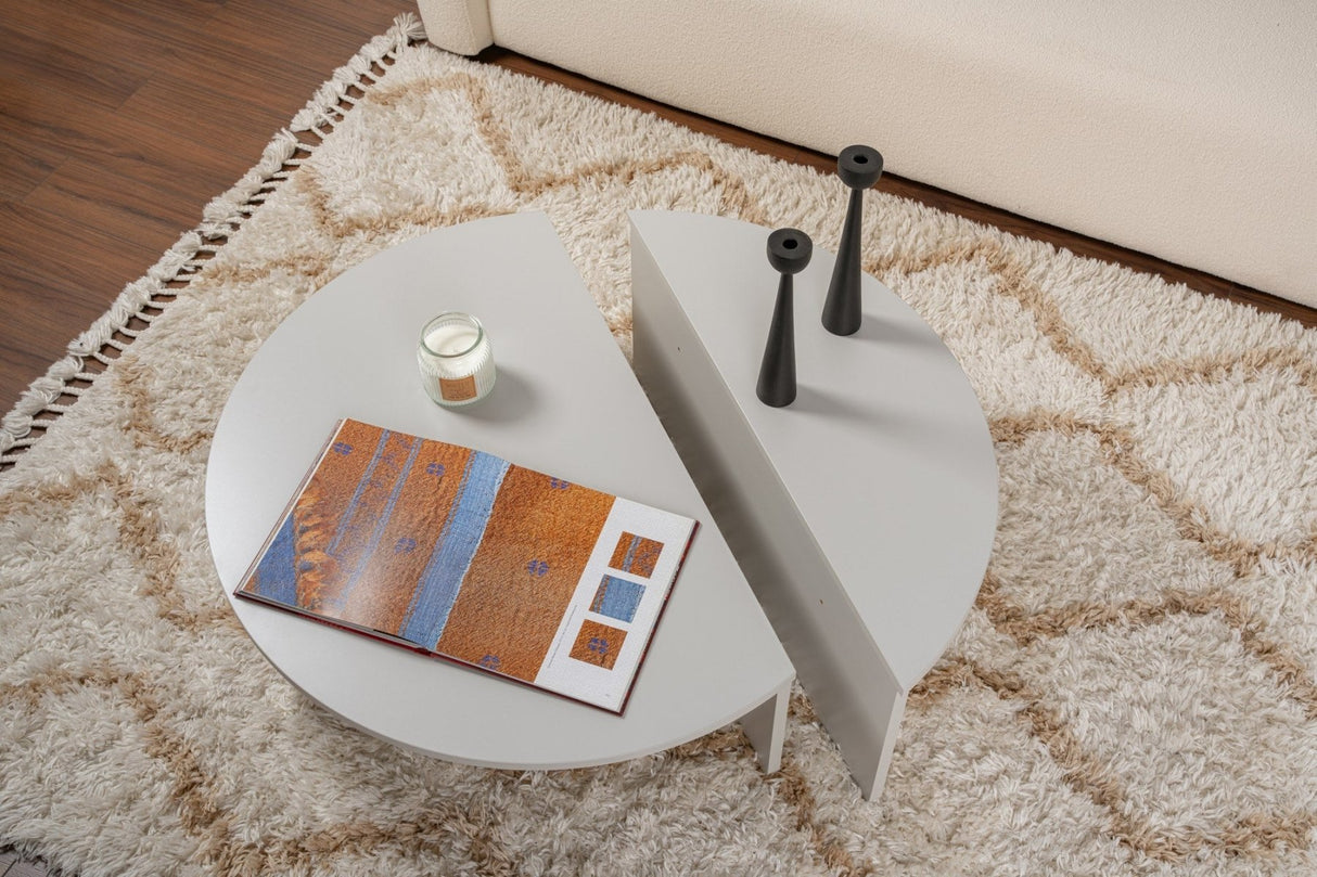 Ronde Salontafel Grijs Getrapt Melamine 90 cm Orin