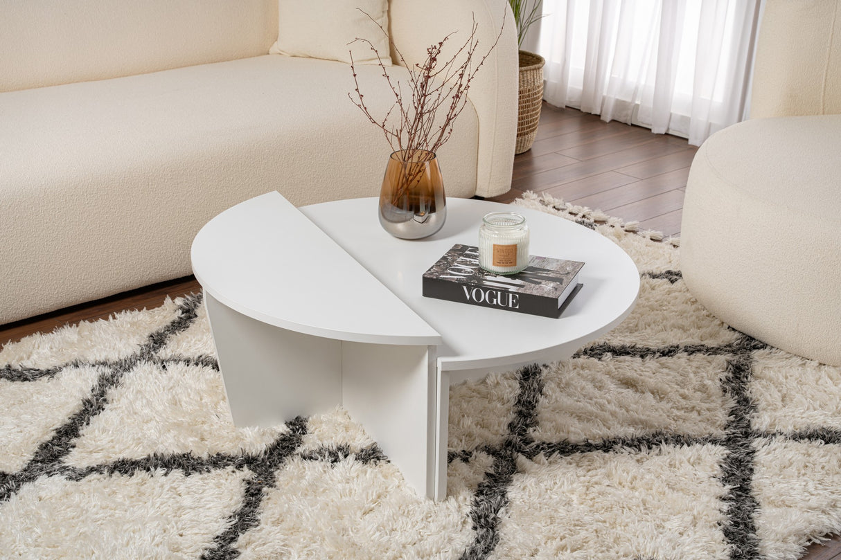 Ronde Salontafel Wit 85 cm Melamine Orin
