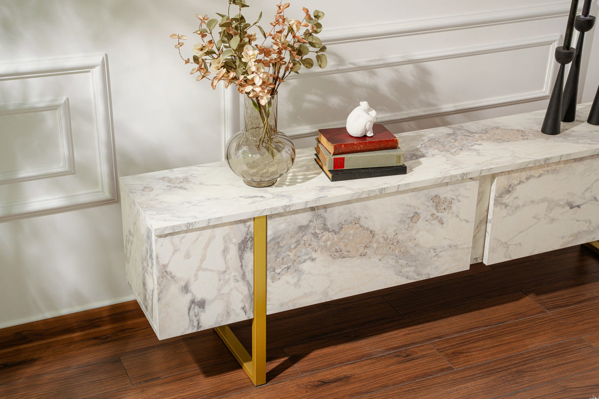 TV Meubel Marmer Melamine Gouden Frame Blitz 50x180x29,5 cm