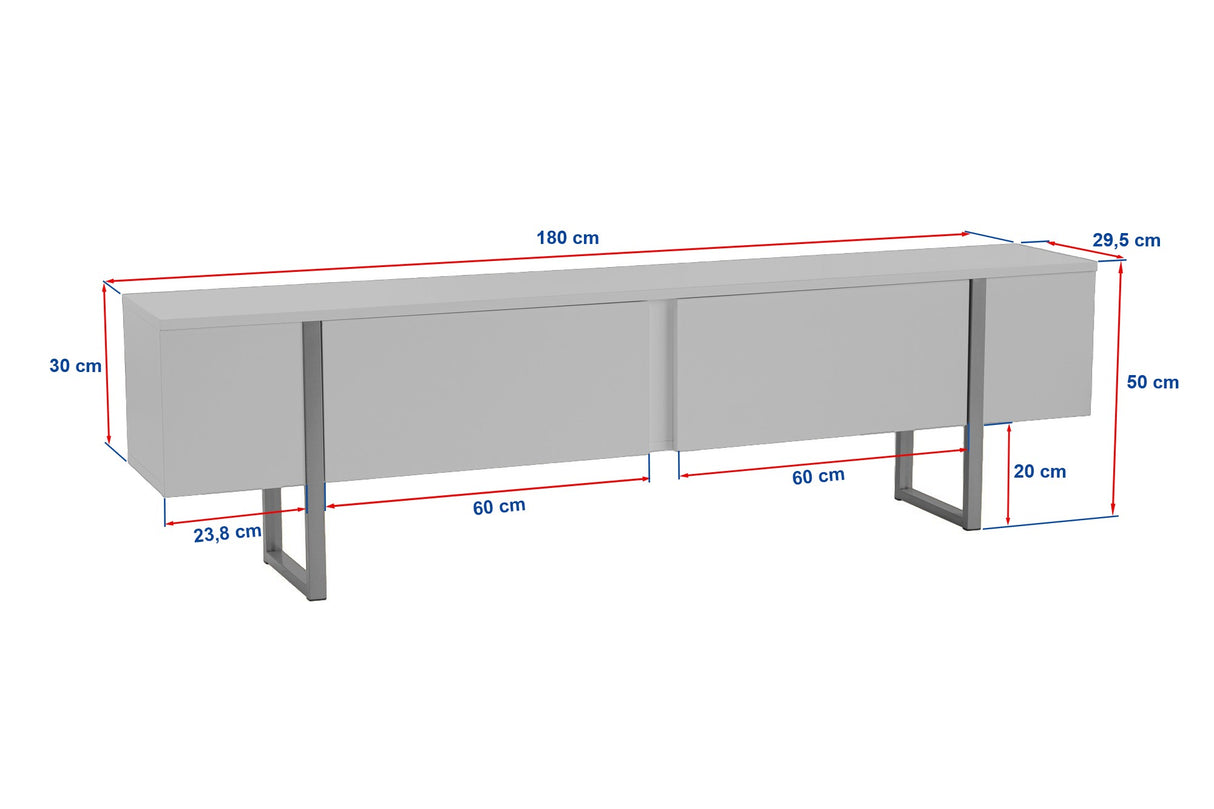 TV Meubels - TV Meubel Grijs Melamine Zwart Frame Blitz 50x180x29,5 cm - Dimehouse