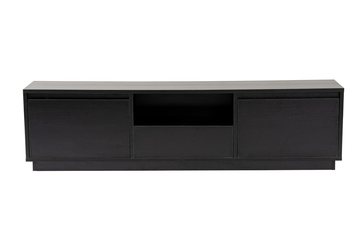 TV Meubels - TV Meubel Zwart Melamine - drie kastjes - 160x42x29,5 cm - Flare - Dimehouse