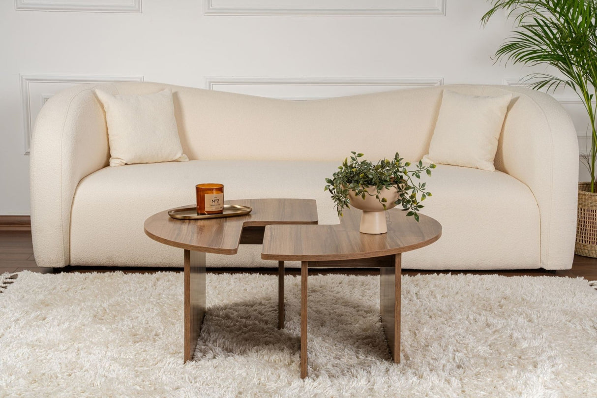 Ronde Salontafel Moari Walnoot Melamine 90 cm