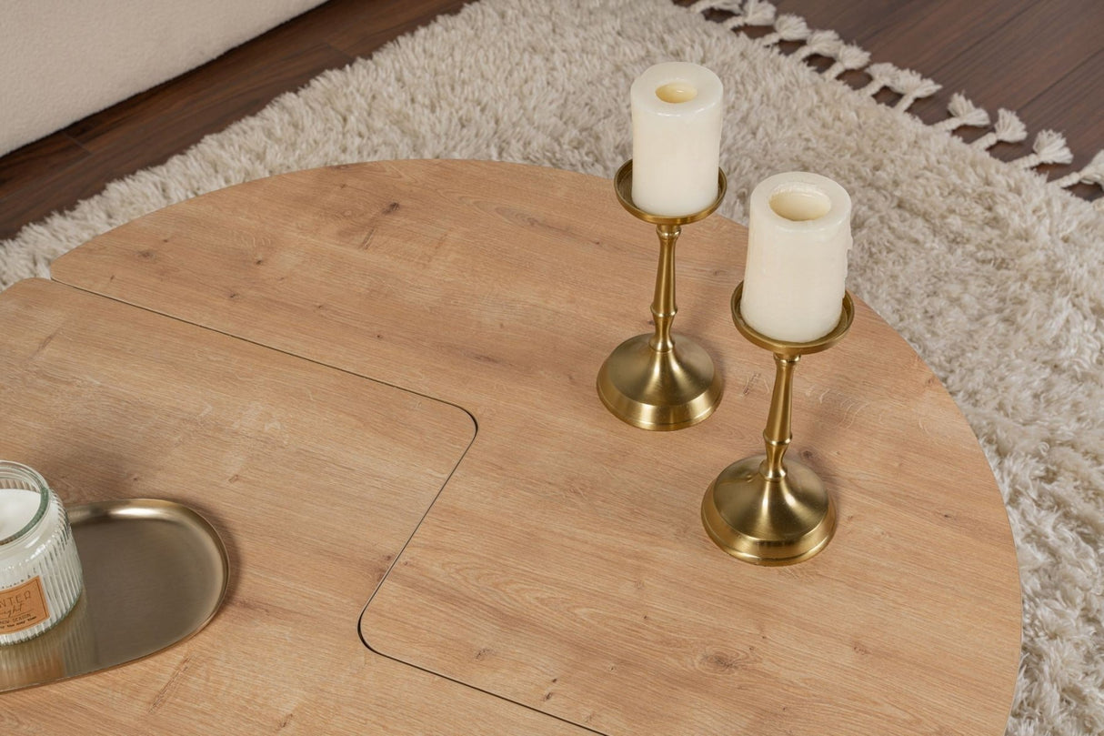 Ronde Salontafel Moari Eikenhout Melamine 90 cm