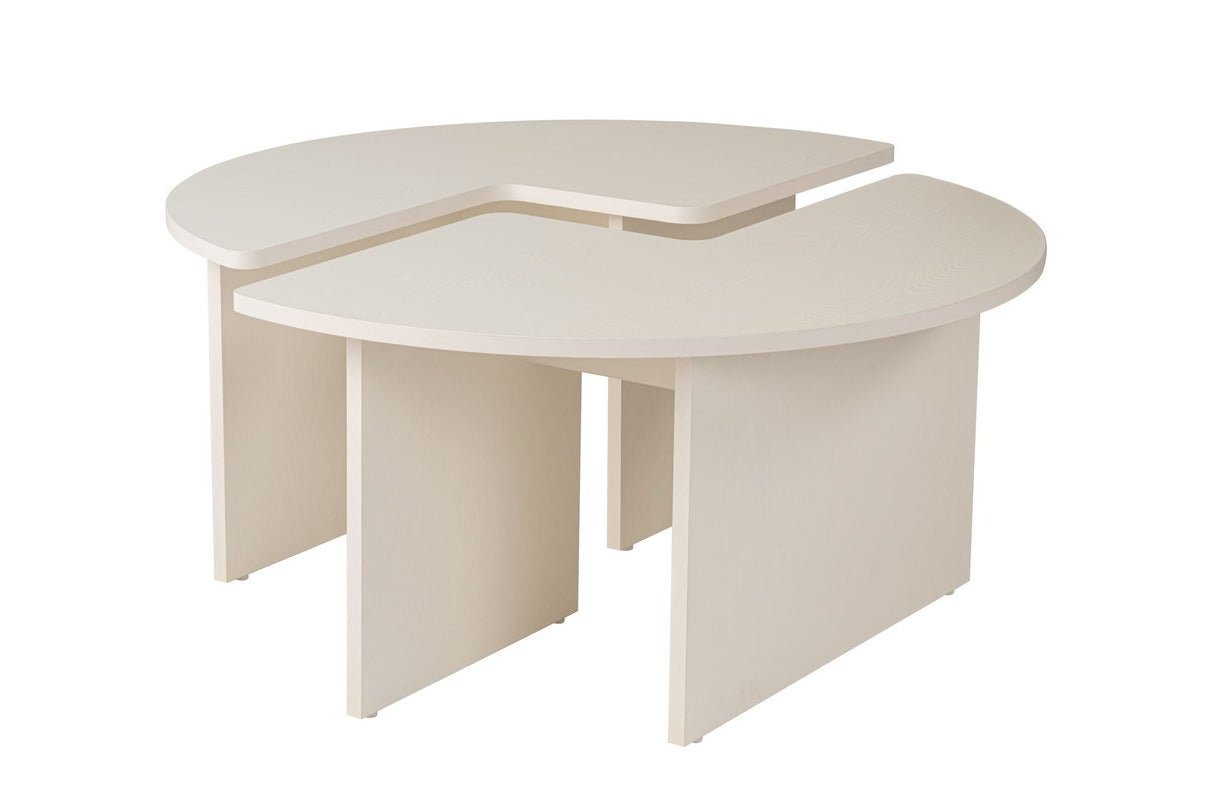 Ronde Salontafel Moari Houtlook Wit Melamine 90 cm