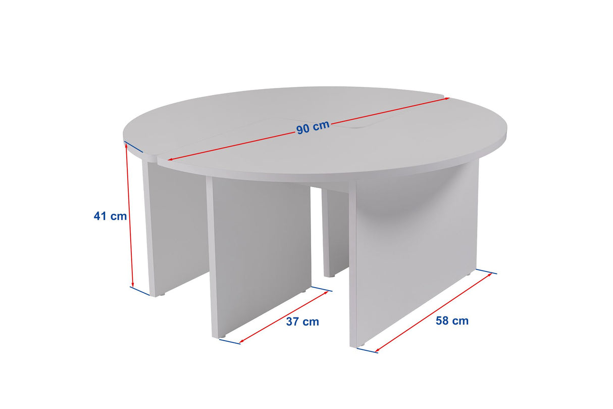 Ronde Salontafel Moari Wit Melamine 90 cm