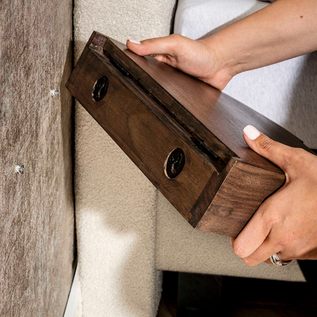 Zwevende Halfronde Nachtkastjes Set 2 Acacia