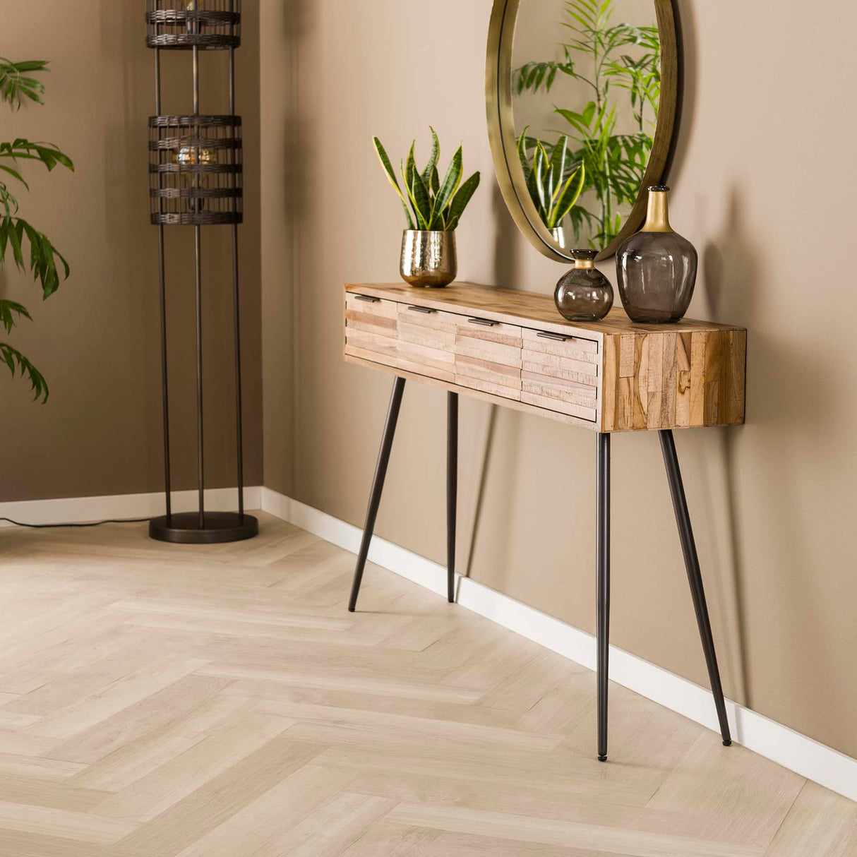 Bosco Haltafel Massief Teak Verweerd 120x30x76 cm