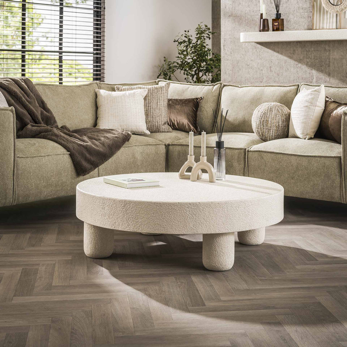 Salontafel Sinan Ø110 cm wit Marmer composiet