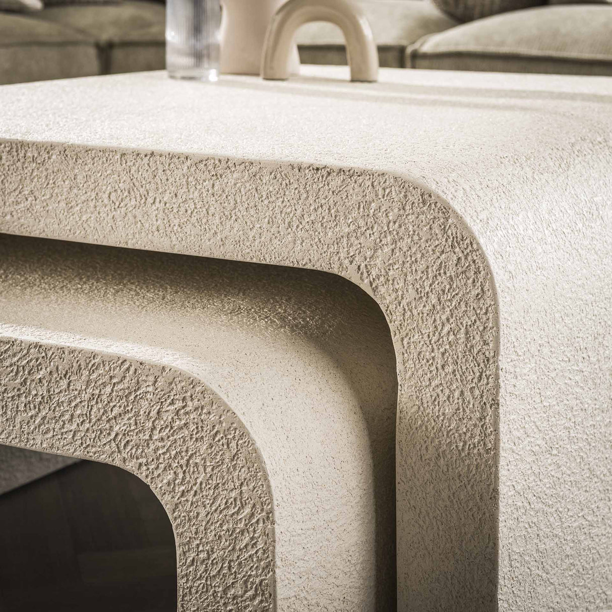 Salontafel set van 2 Sinan Marmer composiet wit