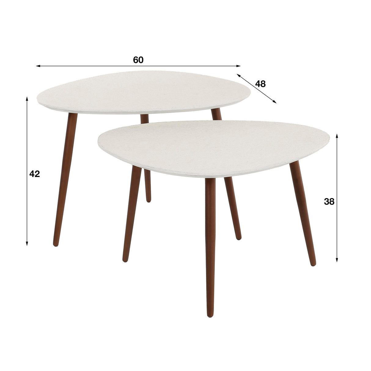 Salontafel Set van 2 Sylas Kiezel Wit Marmer Composiet - Brons Frame