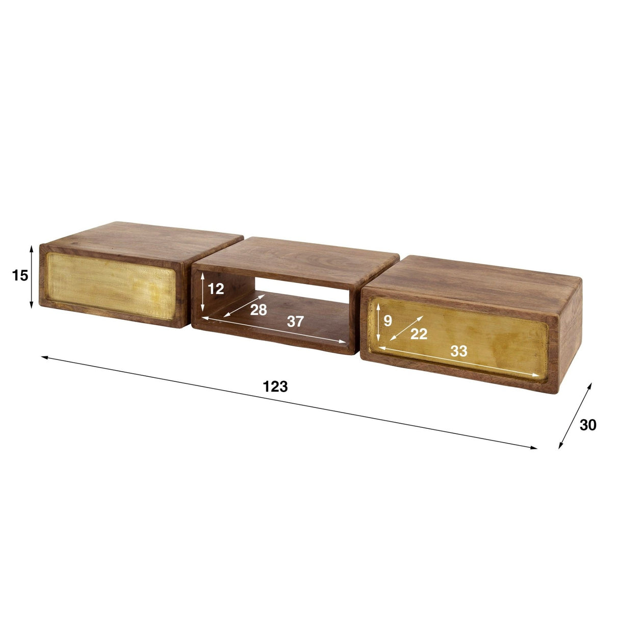 Mira Hangende Kaptafel Mango Zand Brass 123 cm