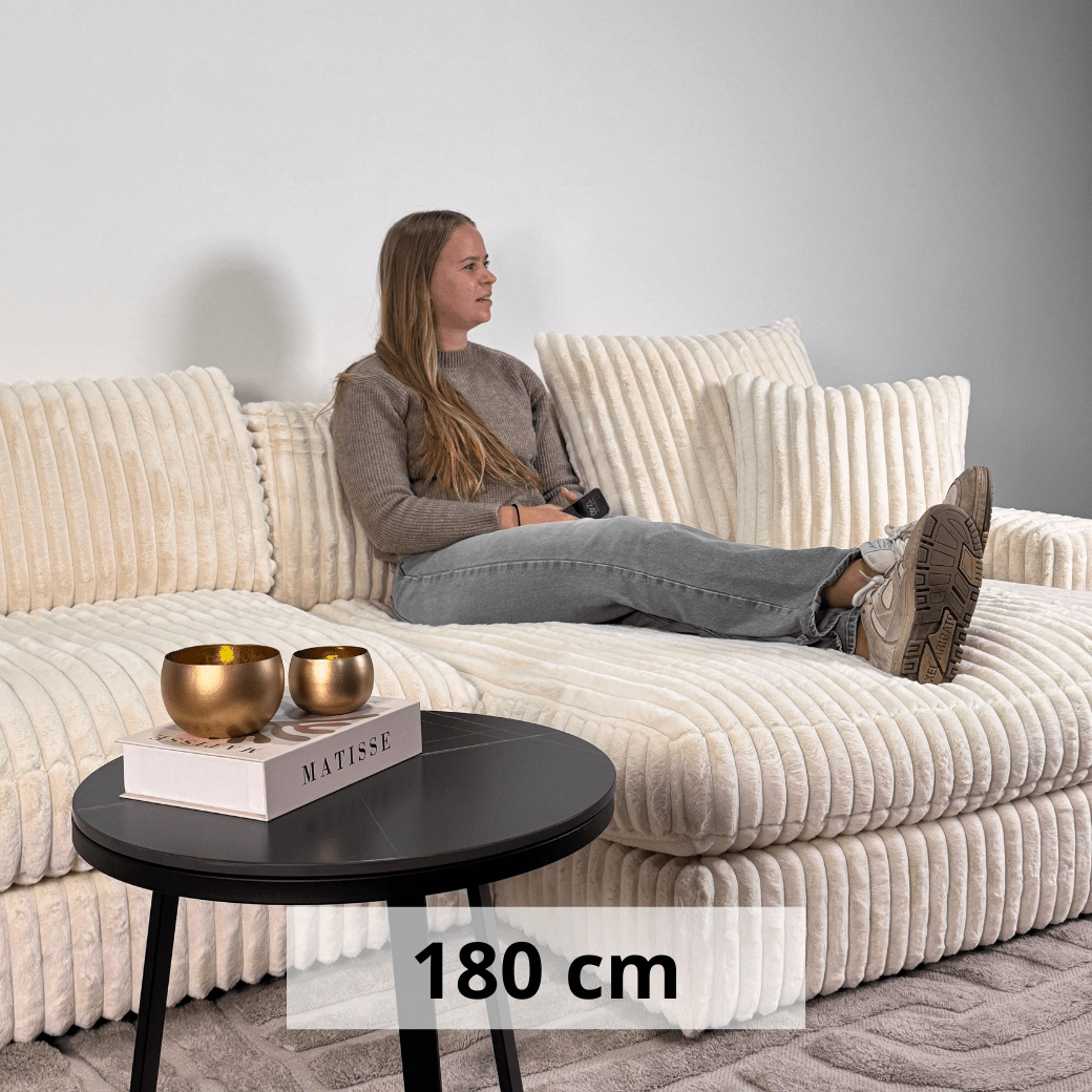 3-zits loungebank Nia ribstof beige