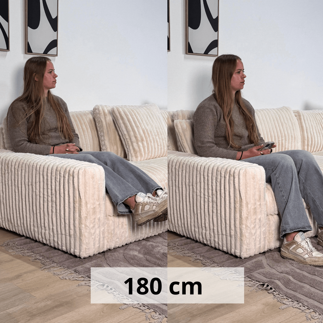 3-zits loungebank Nia ribstof beige