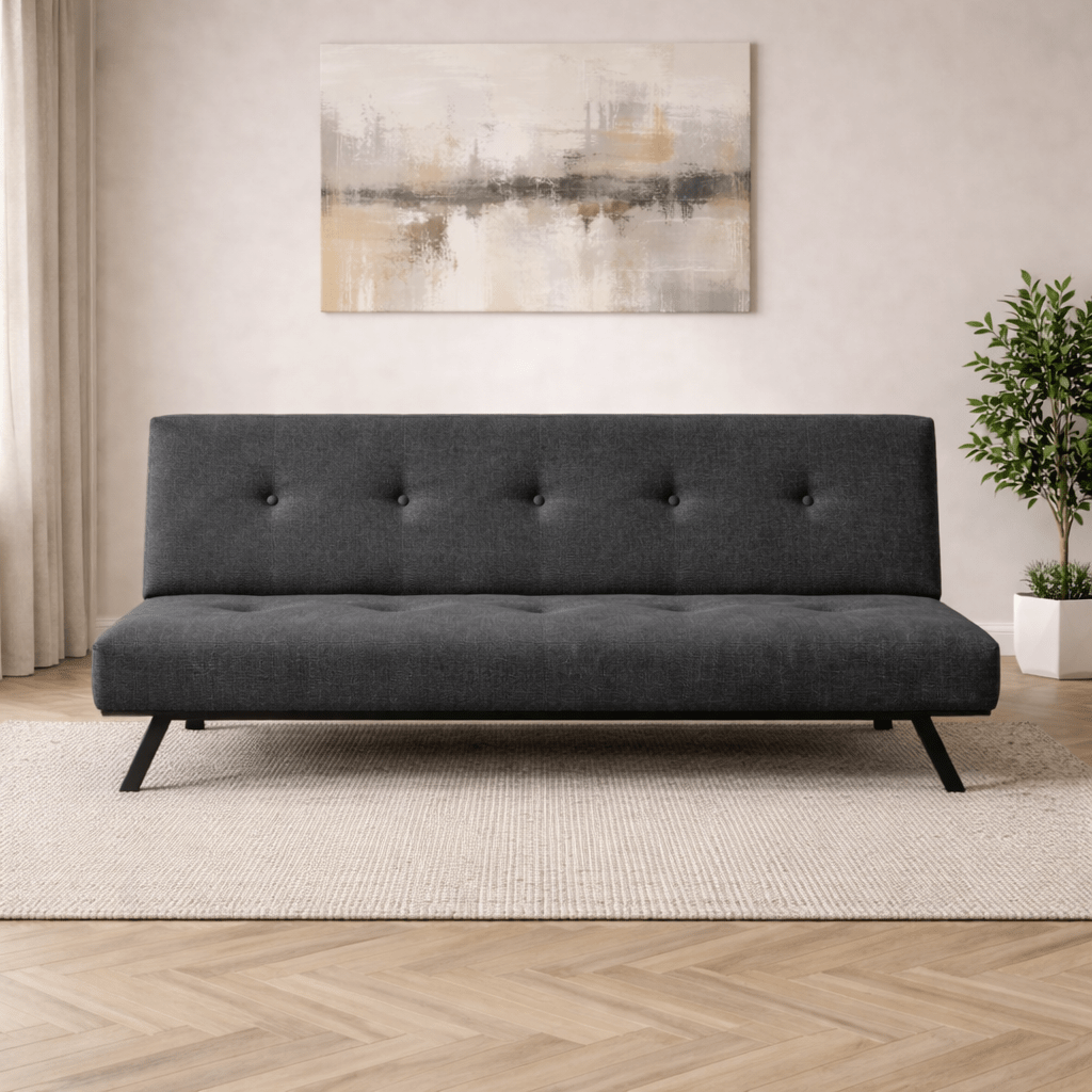 Slaapbanken - Slaapbank Antraciet Stof 3 - Zits - 180 cm - Zonder armleuningen - Zoly - Dimehouse