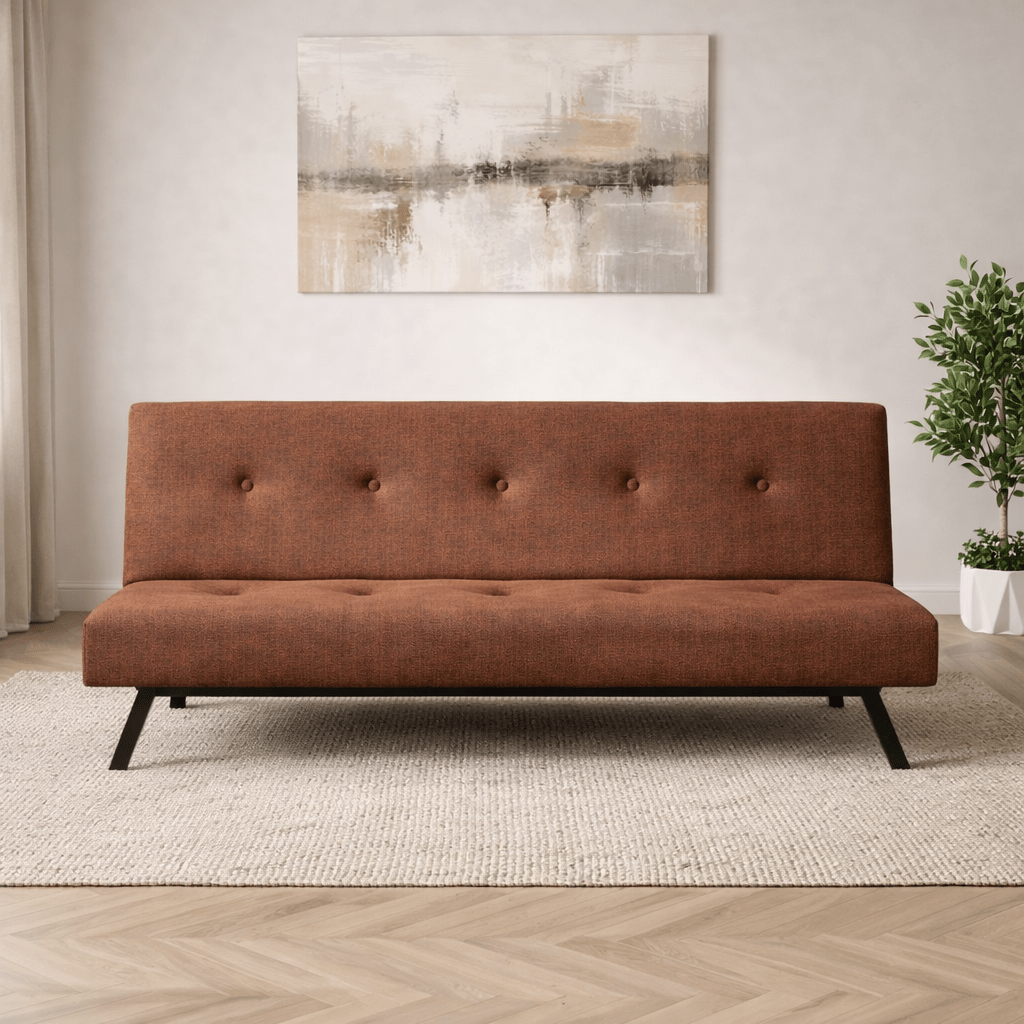 Slaapbanken - Slaapbank Zoly Bruin Stof 3 - Zits - 180 cm - Zonder armleuningen - Zoly - Dimehouse