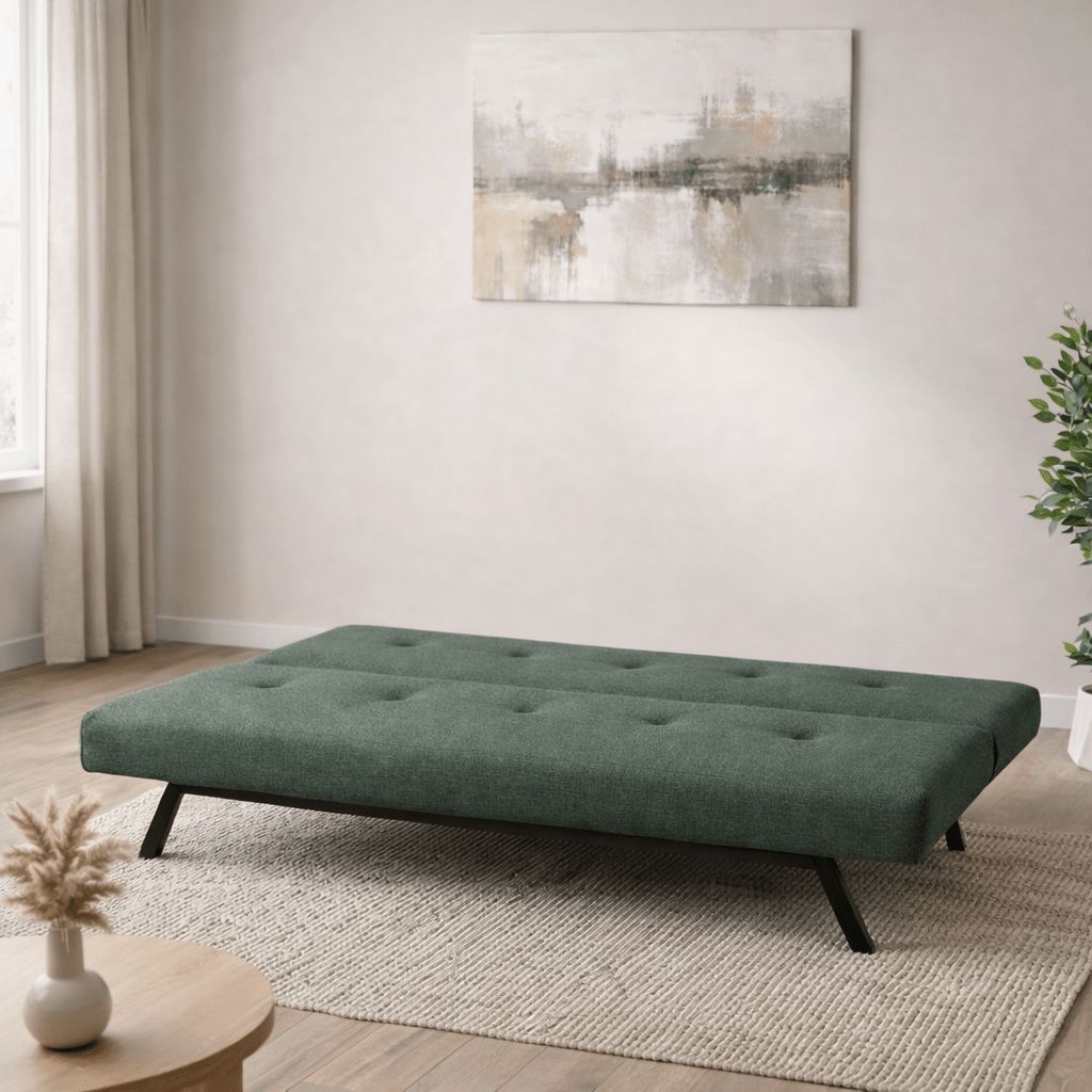Slaapbanken - Slaapbank Groen Stof 3 - Zits - 180 cm - Zonder armleuningen - Zoly - Dimehouse
