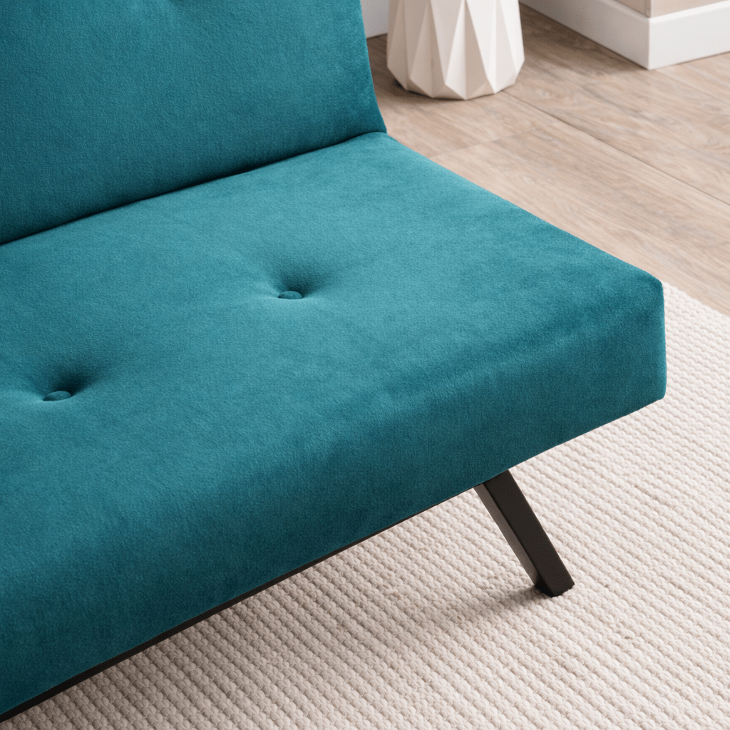 Slaapbanken - Slaapbank Petrol blauw Stof 3 - Zits - 180 cm - Zonder armleuningen - Zoly - Dimehouse