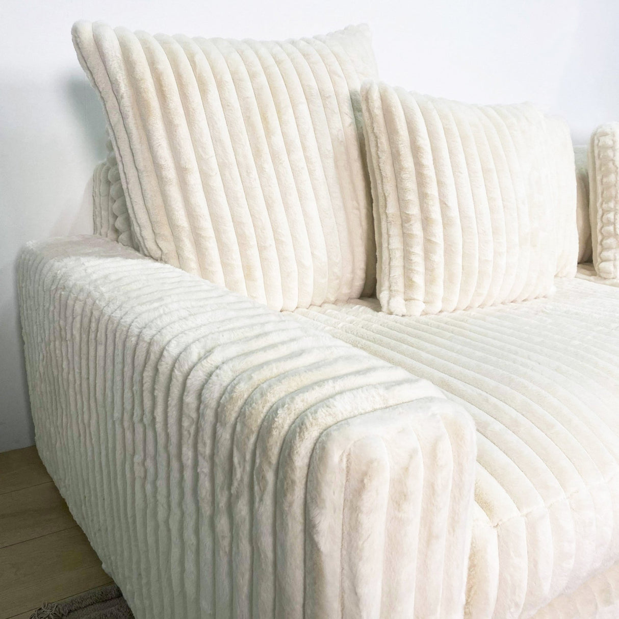 3-zits loungebank Nia ribstof beige