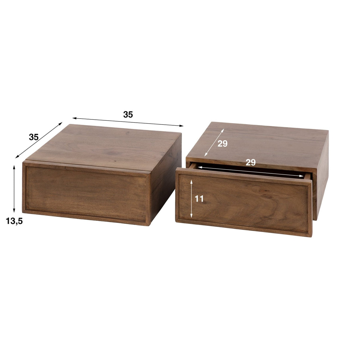 Zwevend Nachtkastje Lio Acacia Drift Brown