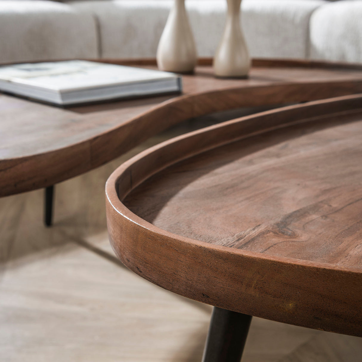 Salontafelset Kira Organisch Acaciahout Bruin Set van 2