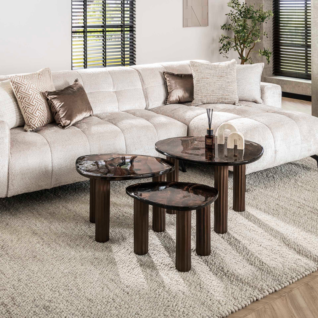 Salontafel Aura L Antiek Koper 70x59 cm