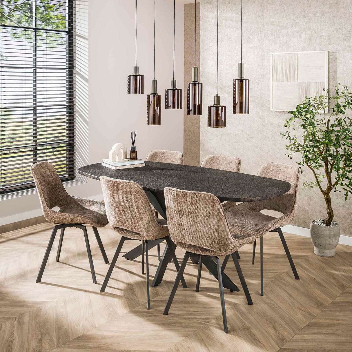 Eettafel Jax Deens Ovaal 180 cm Zwart Metallic