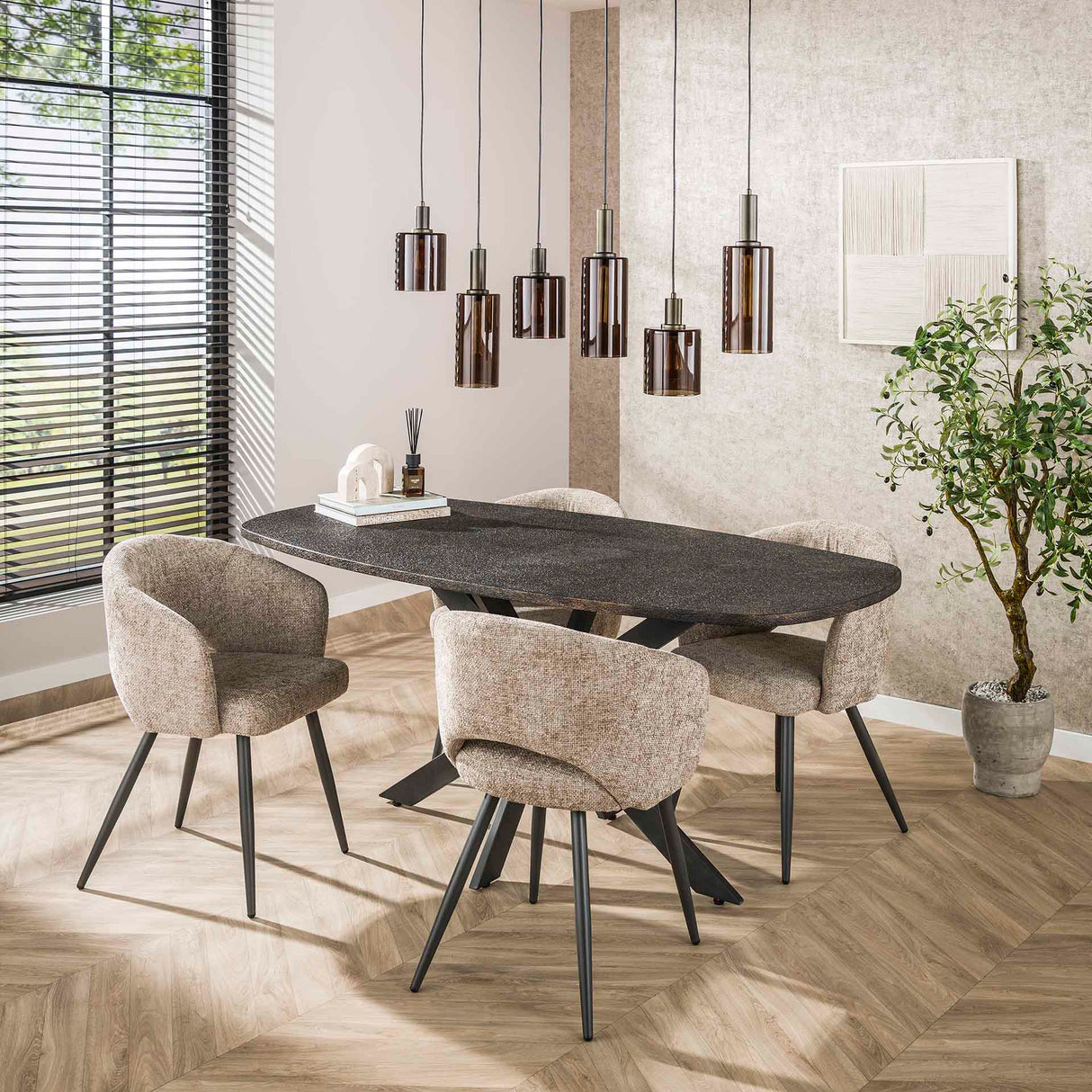 Eettafel Jax Deens Ovaal 180 cm Zwart Metallic