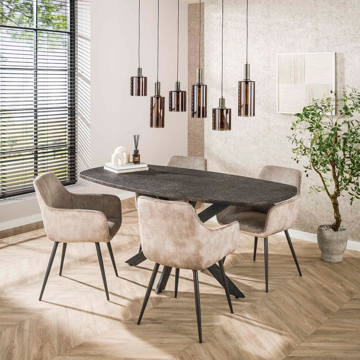 Eettafel Jax Deens Ovaal 180 cm Zwart Metallic