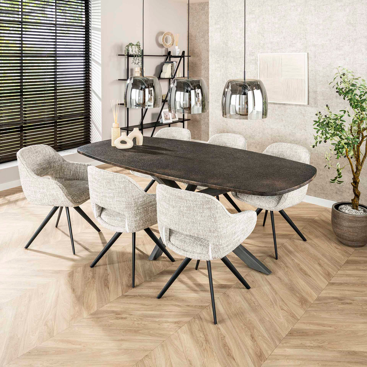 Eettafel Jax Deens Ovaal 215 cm Zwart Metallic