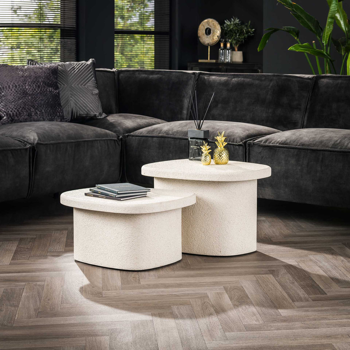 Organische Marmer Composiet Salontafel Set van 2 Zaya