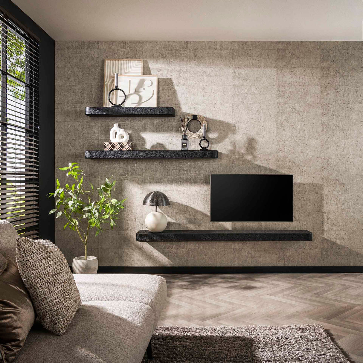 Wandplank 150 cm Metallic Grijs Aeris