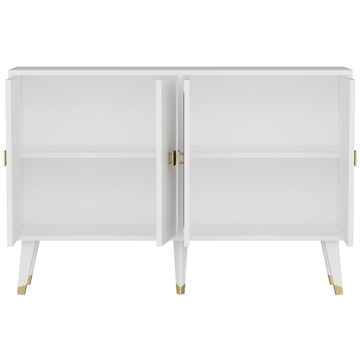 Ahart sidetable wit met goud 120 cm Wit, Goud Gemelamineerd houtcomposiet