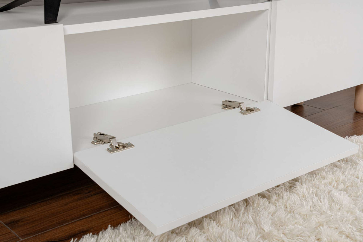 Alvin dressoir wit met houten poten 180 cm Melamine gecoat houtcomposiet