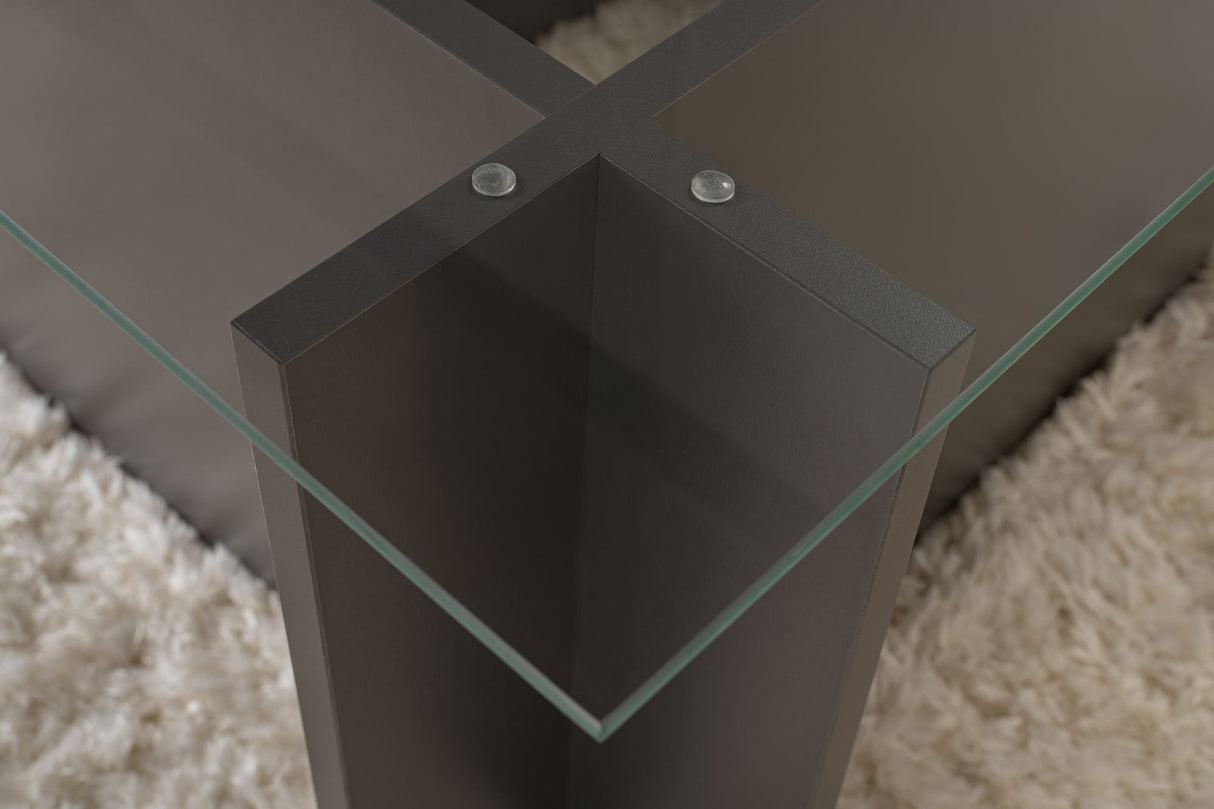 Rechthoekige Moderne Salontafel Vetroni Antraciet - Glas - 105x65 cm