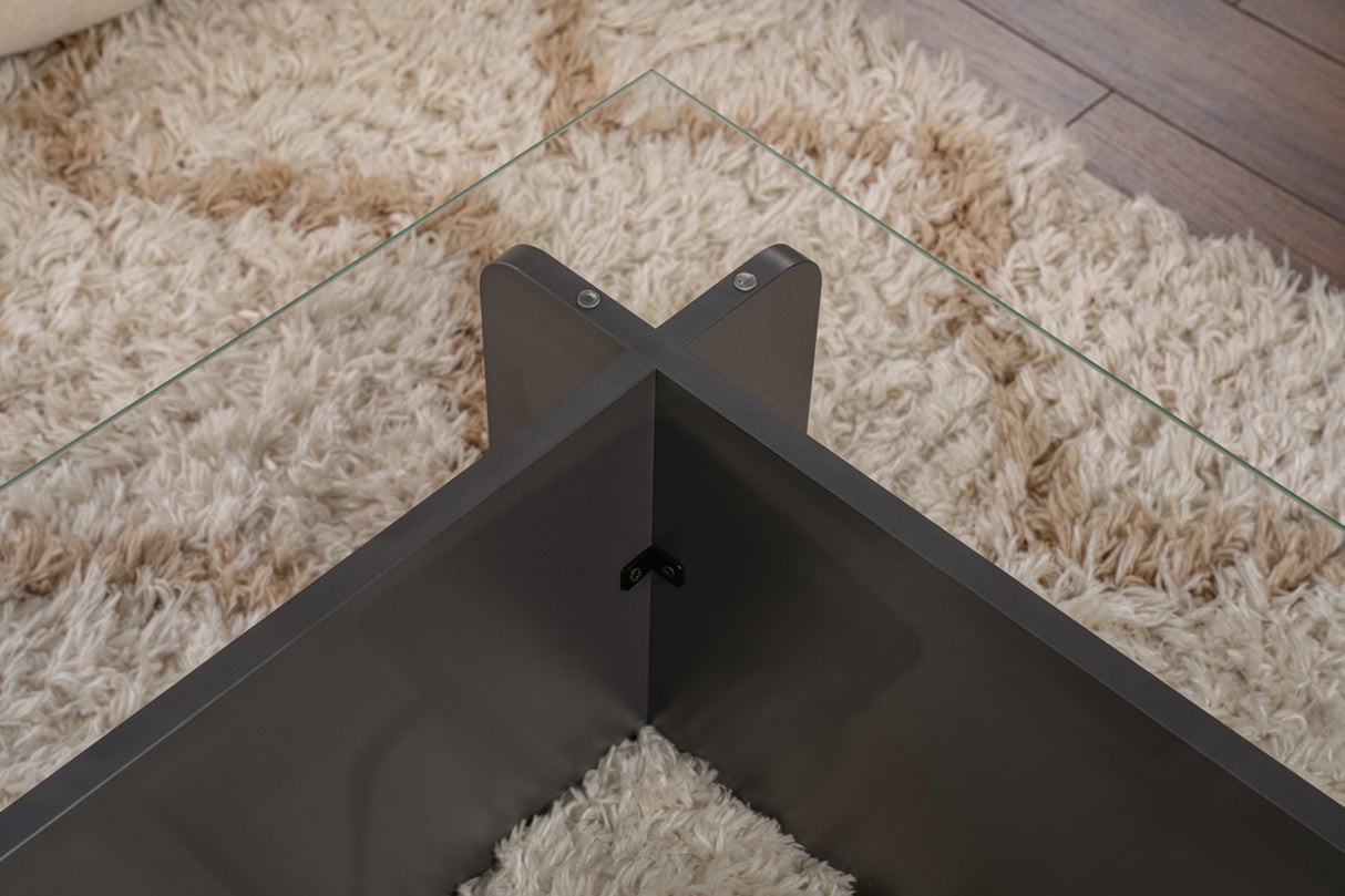 Salontafel Glas Antraciet Opal 105x65 cm