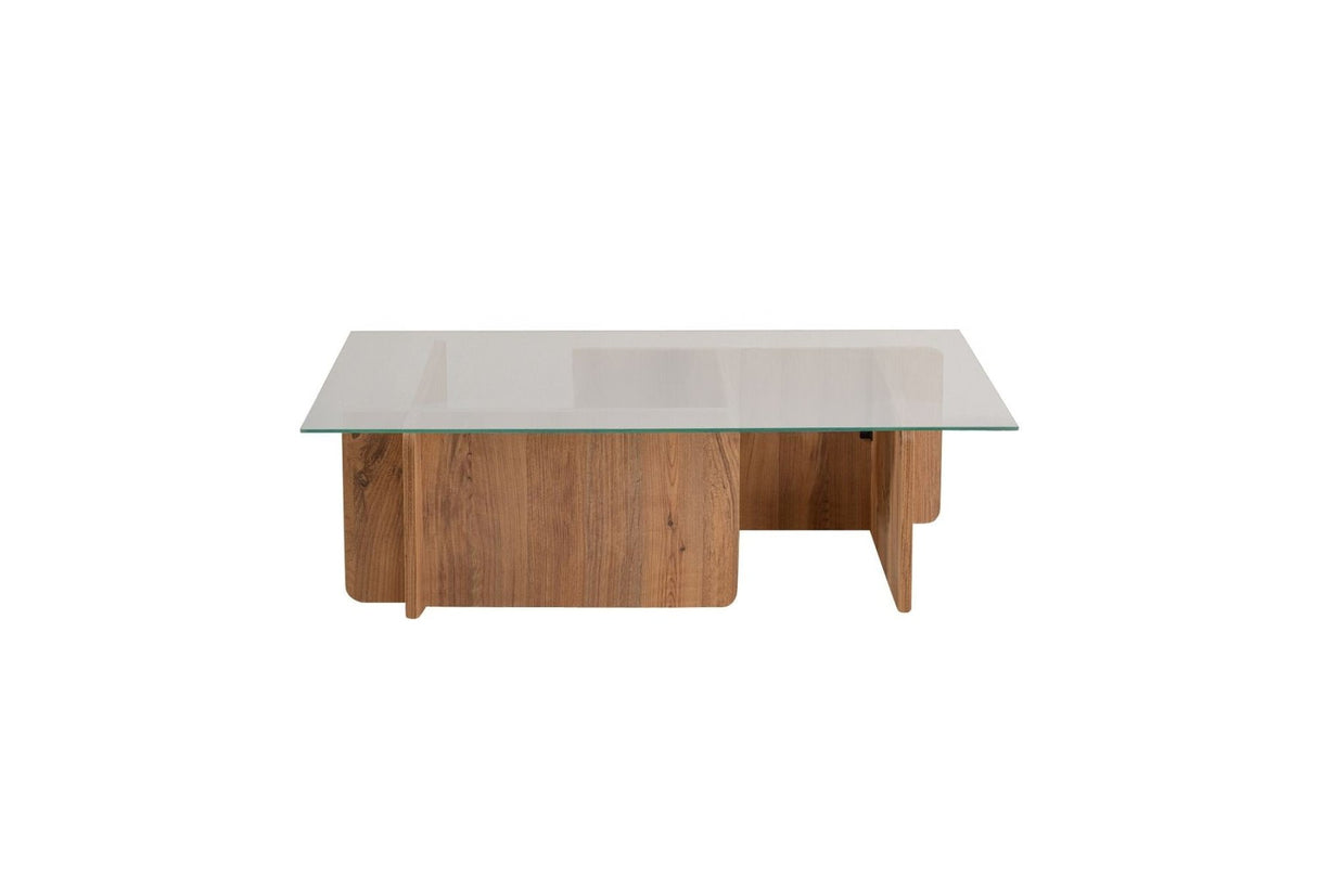 Salontafel Atlantisch Dennenhout Melamine Glas Opal 105x65x30 cm